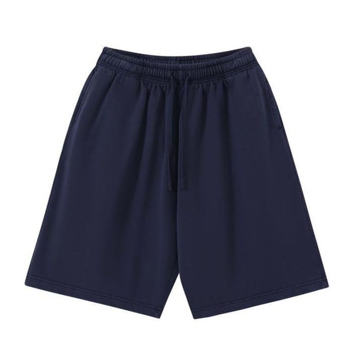 320GSM Pigment Dye Washed Shorts - Steel Blue - Front View