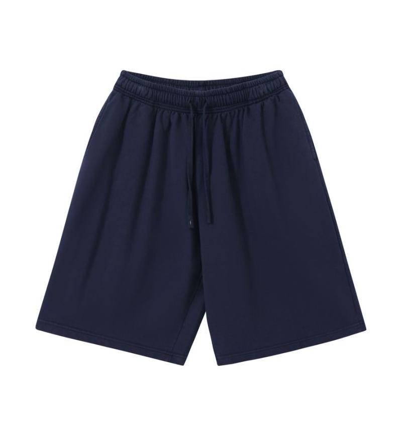 320GSM Pigment Dye Washed Shorts - Dark Blue - Front View