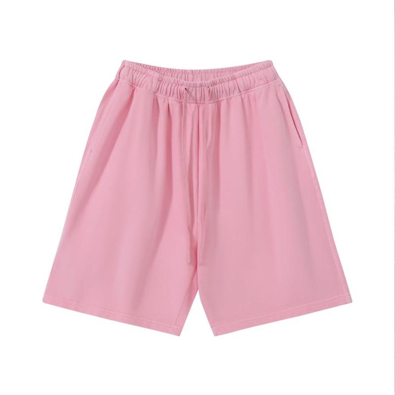 320GSM Pigment Dye Washed Shorts - Pink - Front View