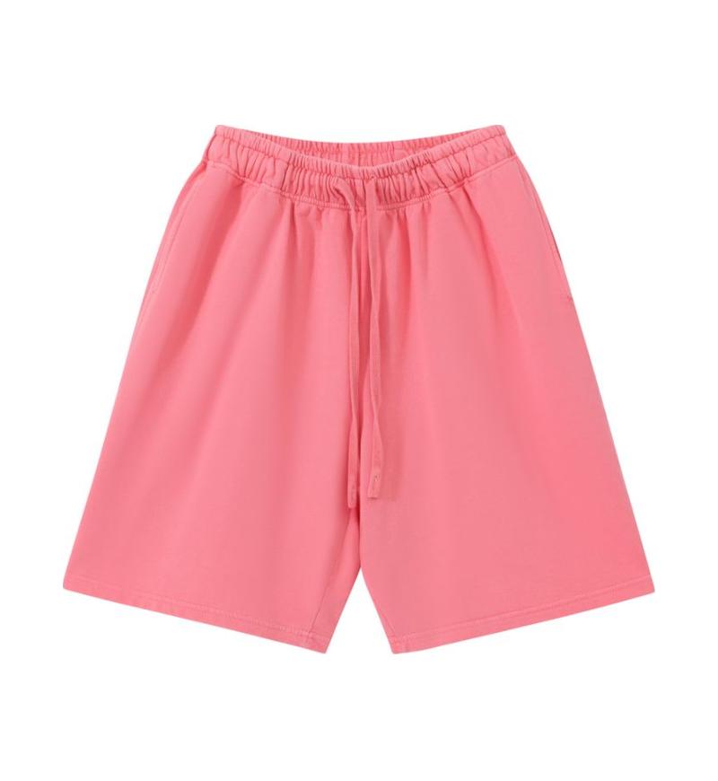 320GSM Pigment Dye Washed Shorts - Juicy Red - Front View