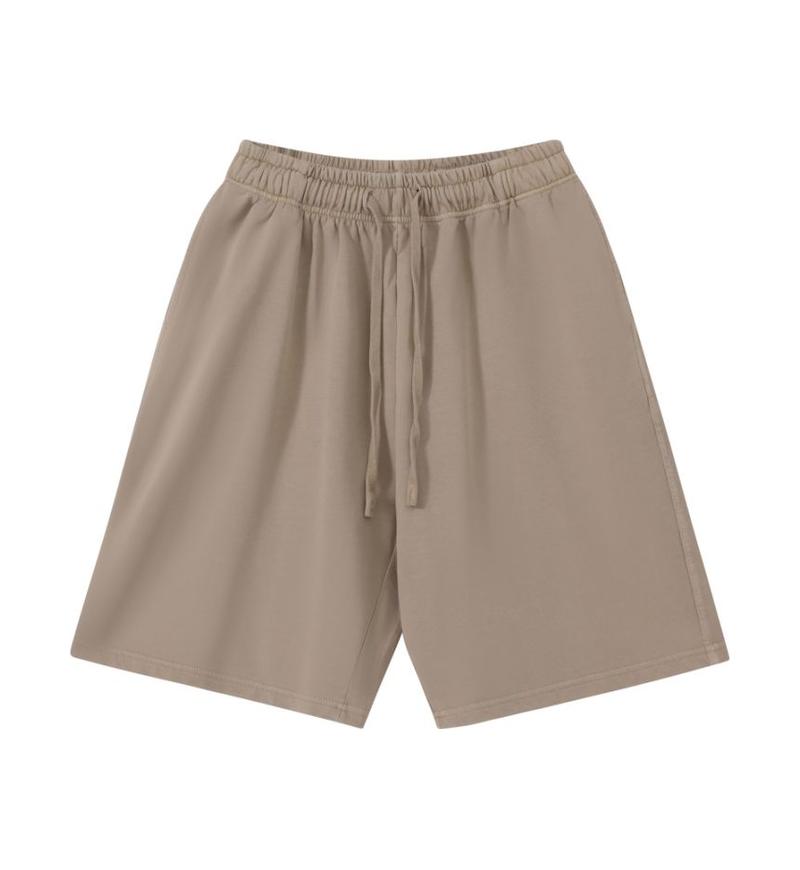 320GSM Pigment Dye Washed Shorts - Khaki - Front View