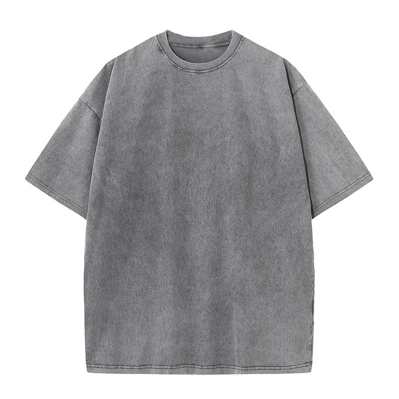 270GSM Vintage Snow Washed Tee - Gray - Front View