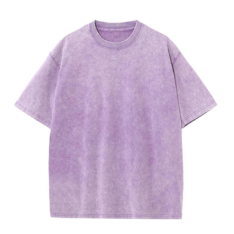 270GSM Vintage Snow Washed Tee - Purple - Front View