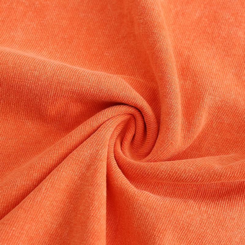 270GSM Vintage Snow Washed Tee - Orange Fabric, Stitching and Construction - Detail View