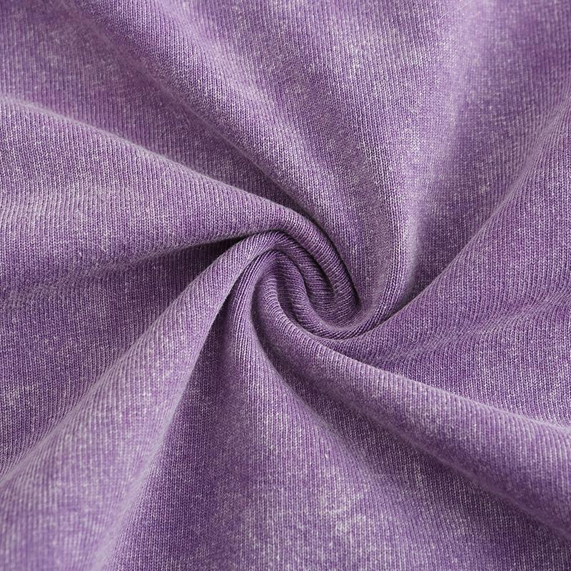 270GSM Vintage Snow Washed Tee - Purple Fabric, Stitching and Construction - Detail View