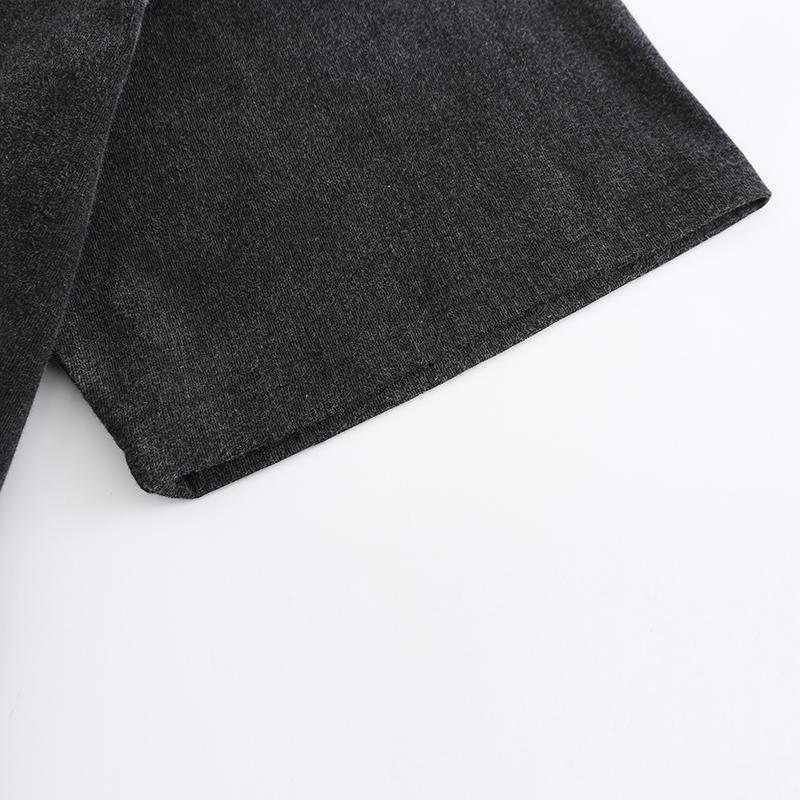270GSM Vintage Snow Washed Tee - Black Fabric, Stitching and Construction - Detail View