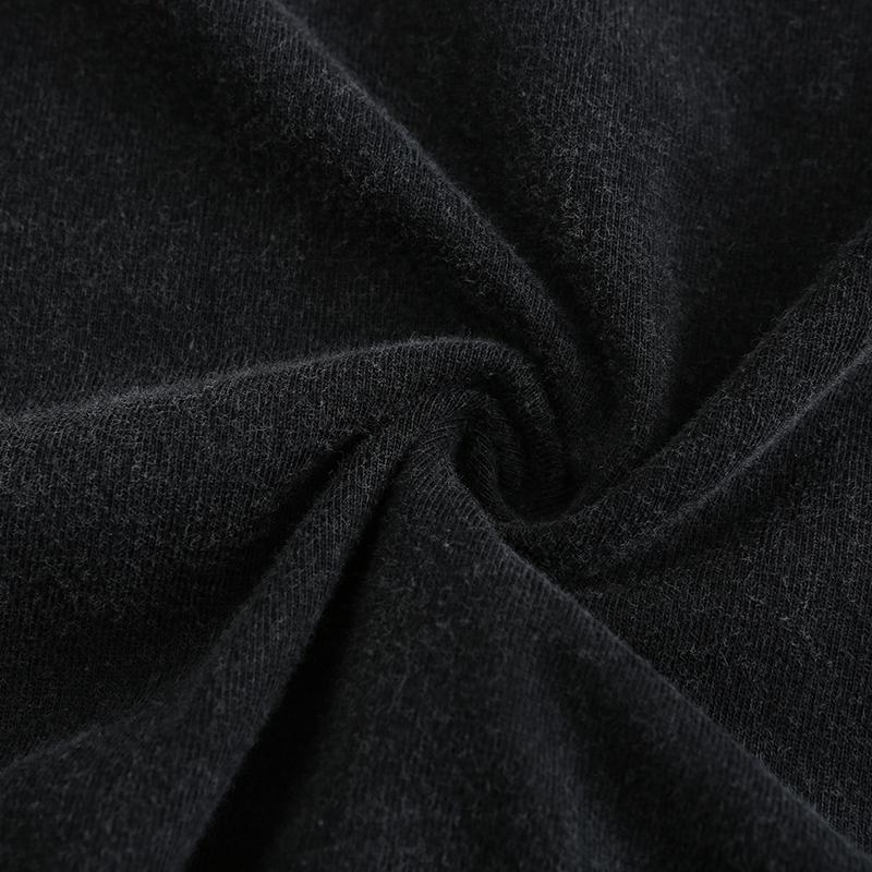 270GSM Vintage Snow Washed Tee - Black Fabric, Stitching and Construction - Detail View
