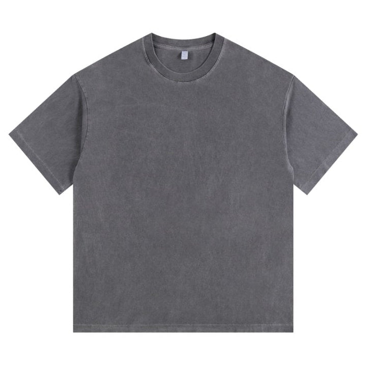 260GSM Pigment Dye Washed Tee - Gray - Front View