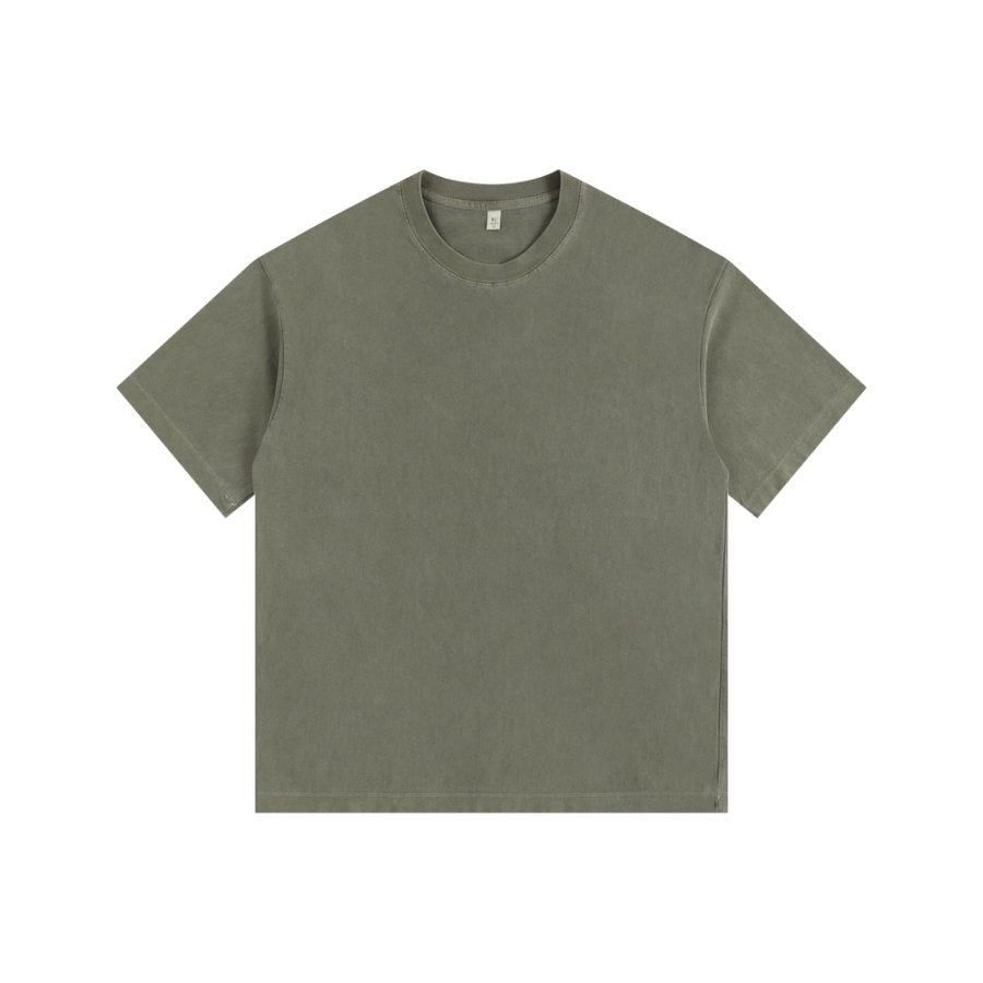 260GSM Pigment Dye Washed Tee - Navy Green - Front View