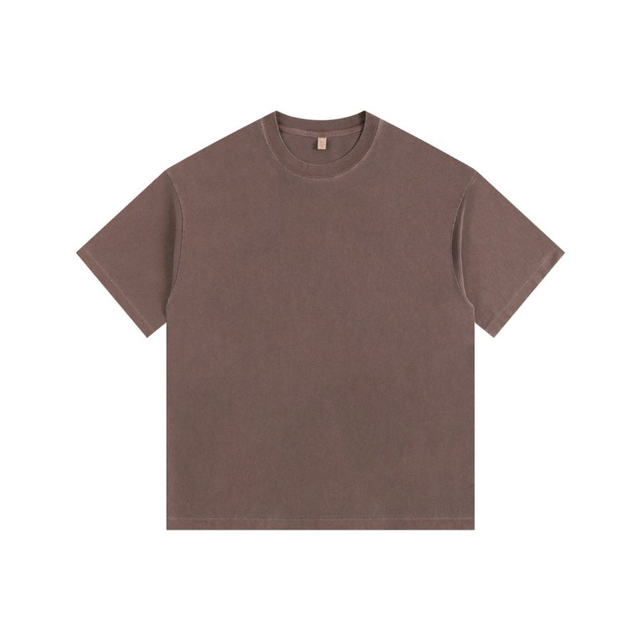 260GSM Pigment Dye Washed Tee - Brown - Front View