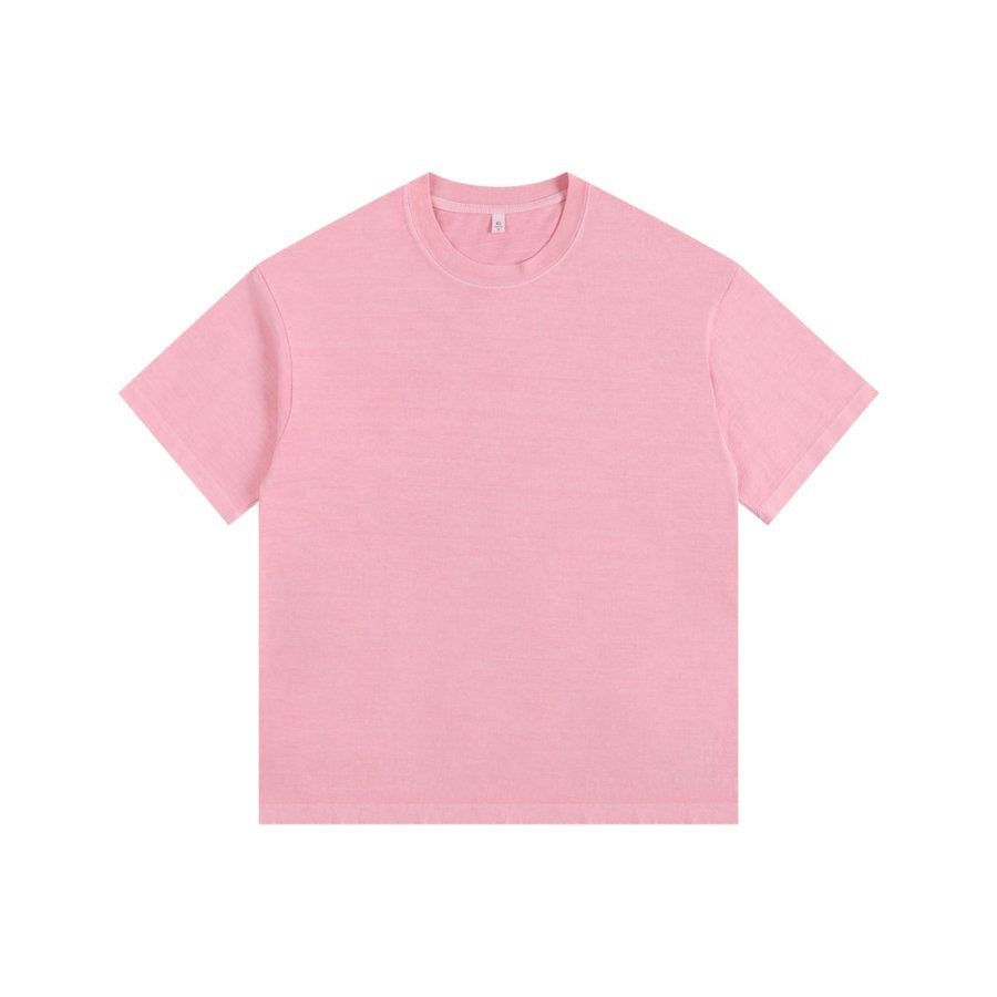 260GSM Pigment Dye Washed Tee - Pink - Front View
