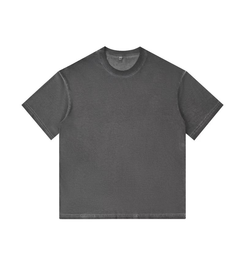 230GSM Ombre Washed Tee - Black - Front View