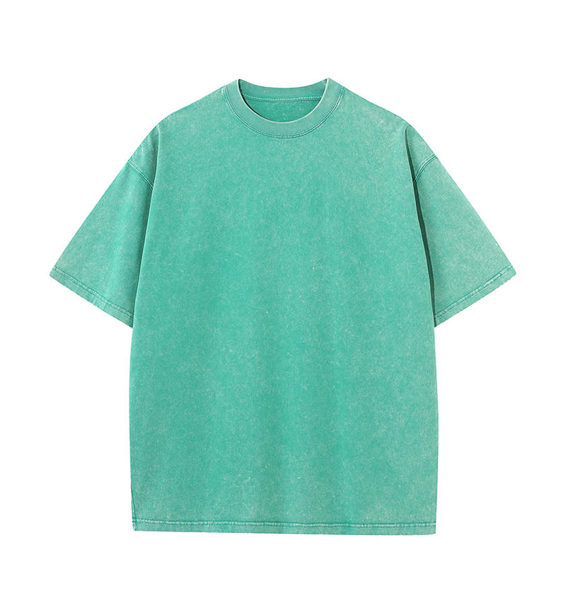 200GSM Vintage Snow Washed Tee - Seafoam Green - Front View
