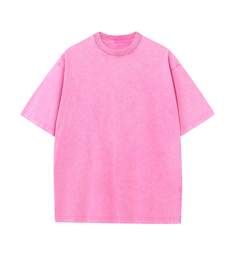 230GSM Vintage Snow Washed Tee - Pink - Front View