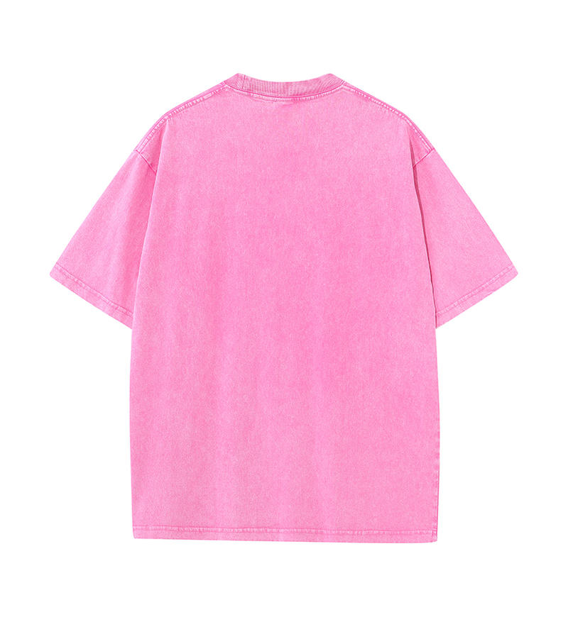 230GSM Vintage Snow Washed Tee - Pink - Back View