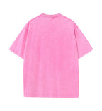 200GSM Vintage Snow Washed Tee - Pink - Back View