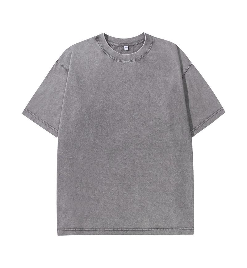 230GSM Vintage Snow Washed Tee - Gray - Front View