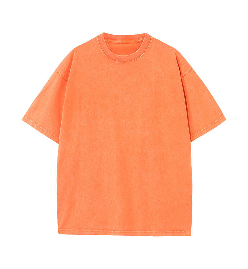 200GSM Vintage Snow Washed Tee - Orange - Front View
