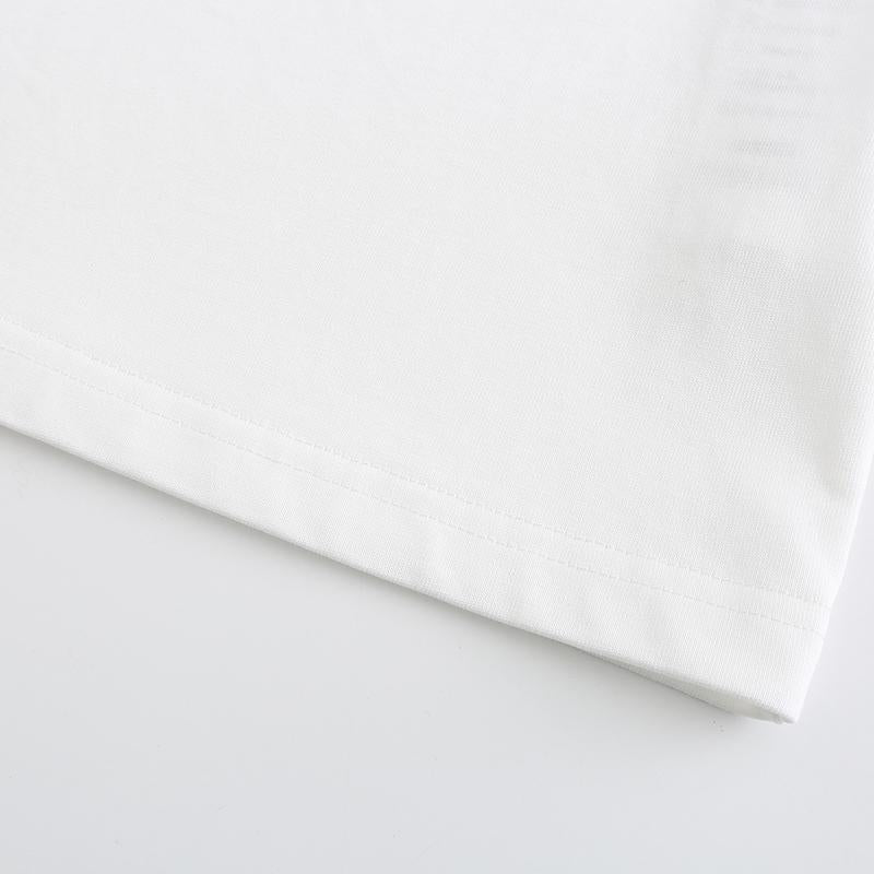 230GSM Solid Color Tee - White Fabric, Stitching and Construction - Detail View