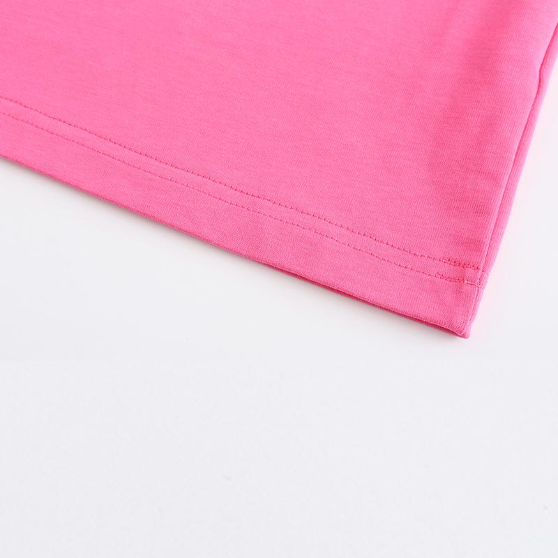 230GSM Solid Color Tee - Pink Fabric, Stitching and Construction - Detail View