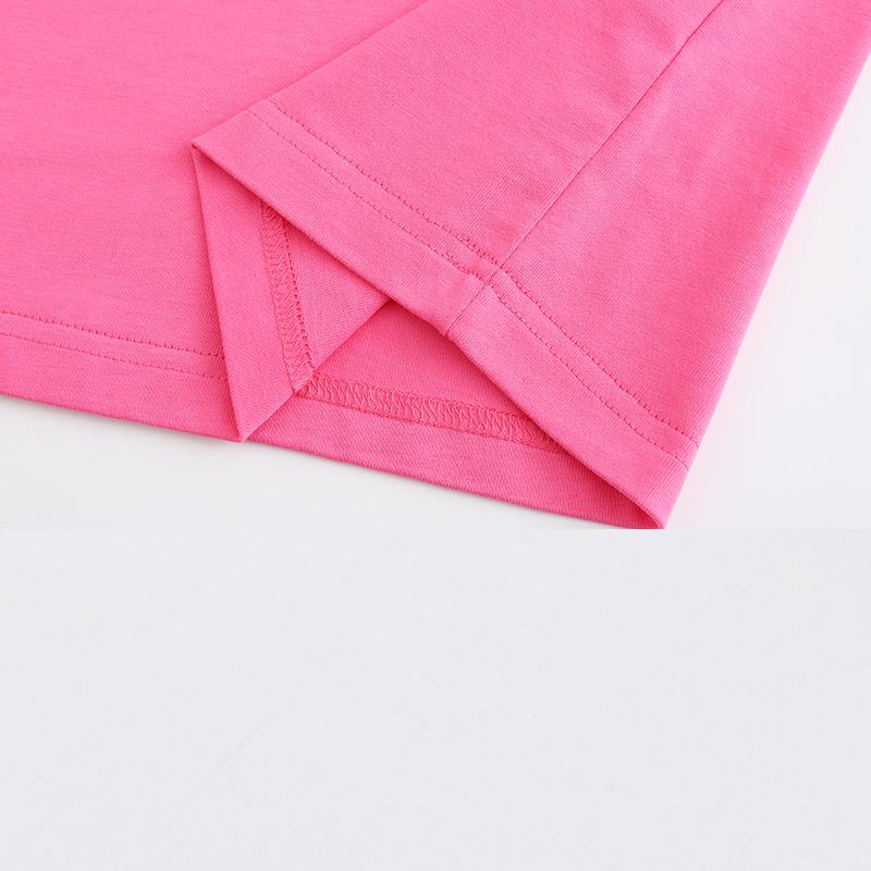 230GSM Solid Color Tee - Pink Fabric, Stitching and Construction - Detail View