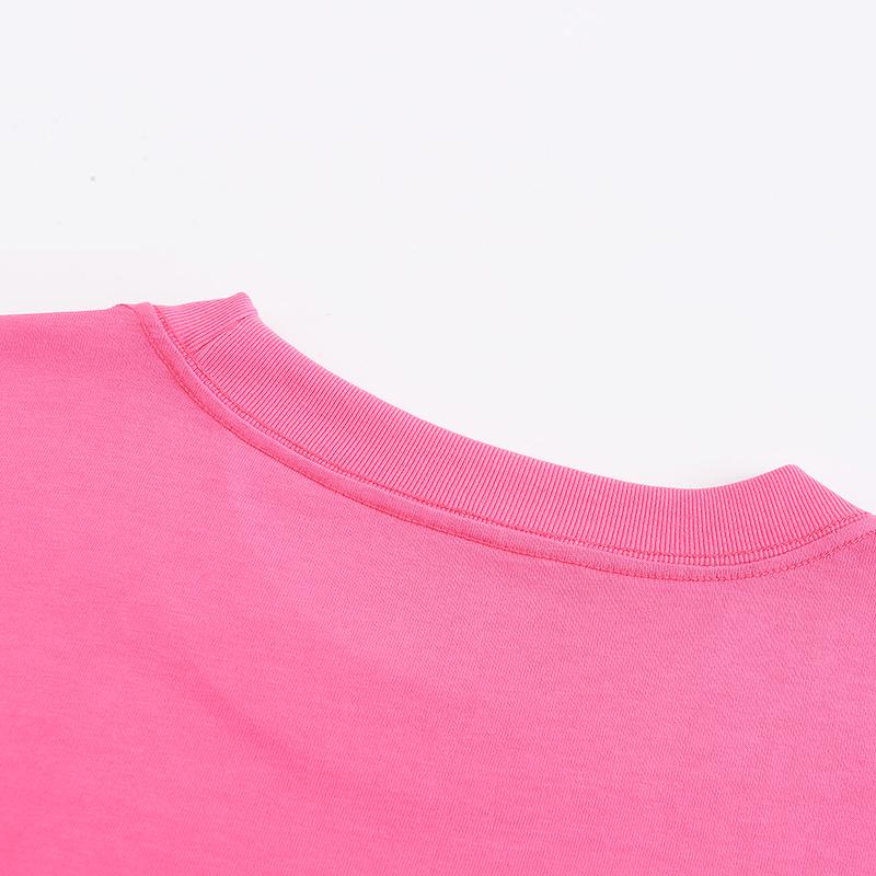 230GSM Solid Color Tee - Pink Fabric, Stitching and Construction - Detail View