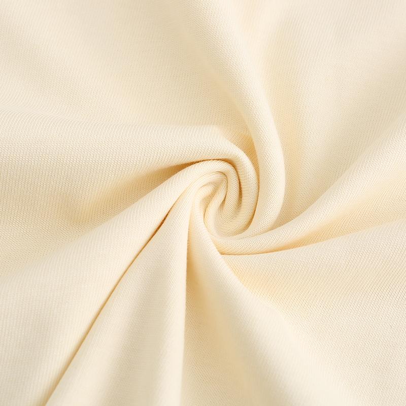 230GSM Solid Color Tee - Khaki Fabric, Stitching and Construction - Detail View