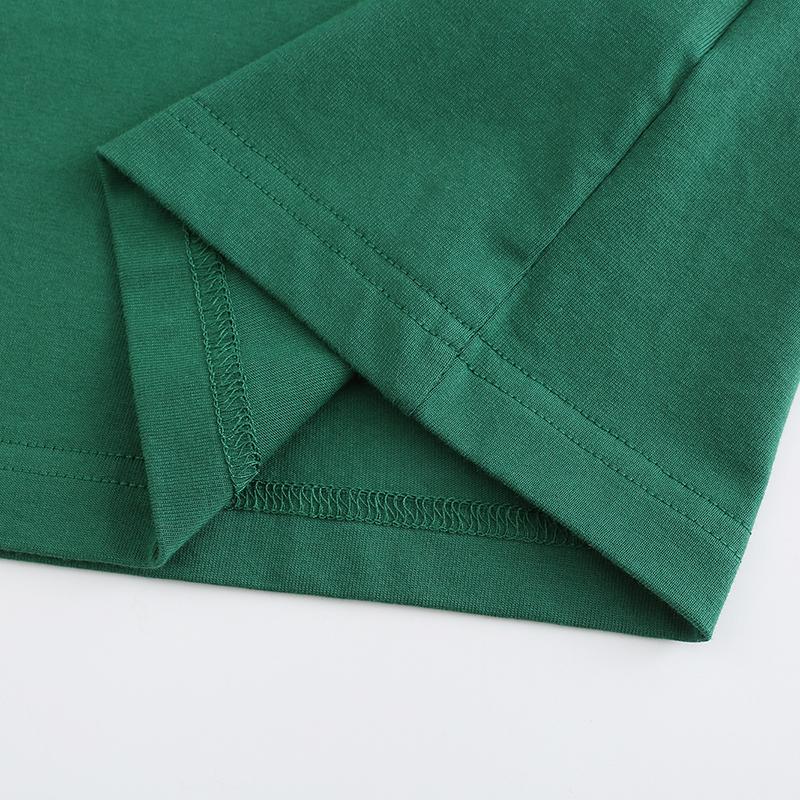 230GSM Solid Color Tee - Forest Green Fabric, Stitching and Construction - Detail View