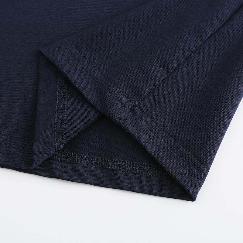 230GSM Solid Color Tee - Dark Blue Fabric, Stitching and Construction - Detail View