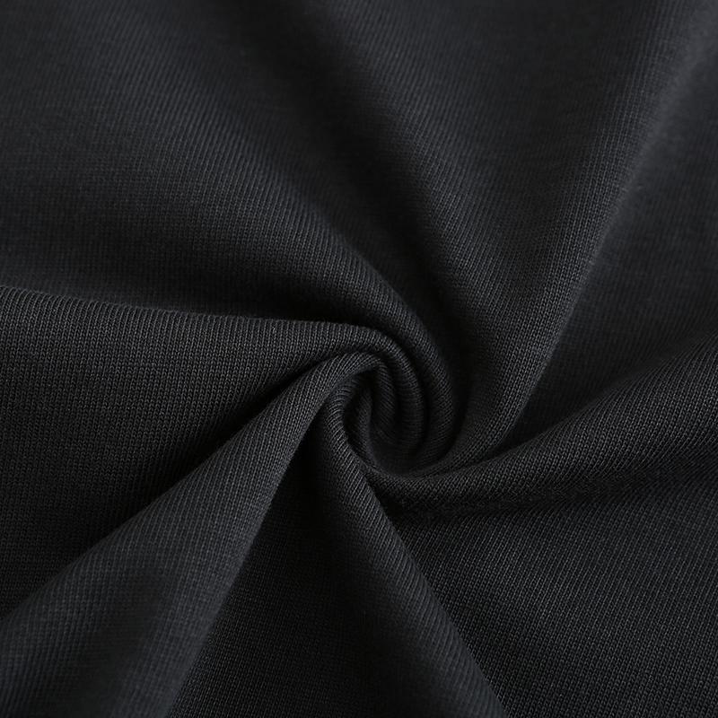 230GSM Solid Color Tee - Black Fabric, Stitching and Construction - Detail View
