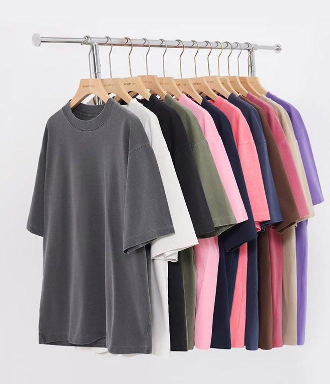 350GSM Pigment Dye Washed Tee - Available Color Options