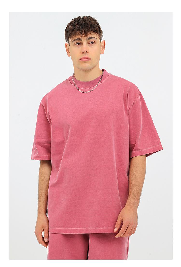 350GSM Pigment Dye Washed Tee - Juicy Red - Model View