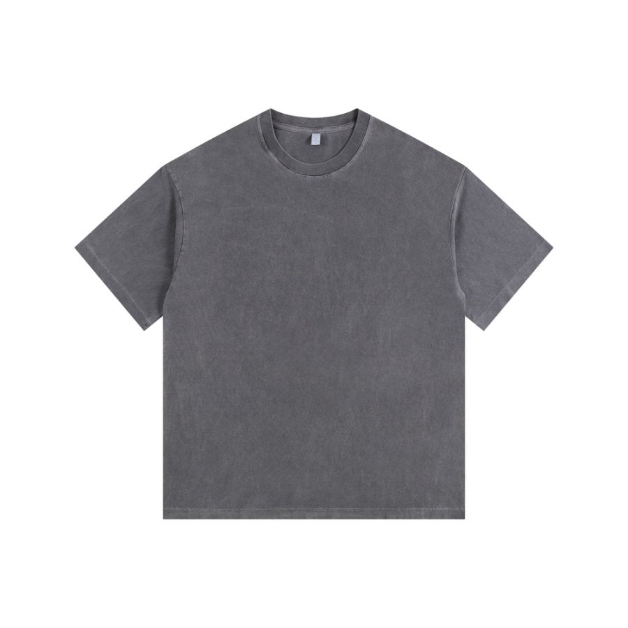350GSM Pigment Dye Washed Tee - Gray - Front View