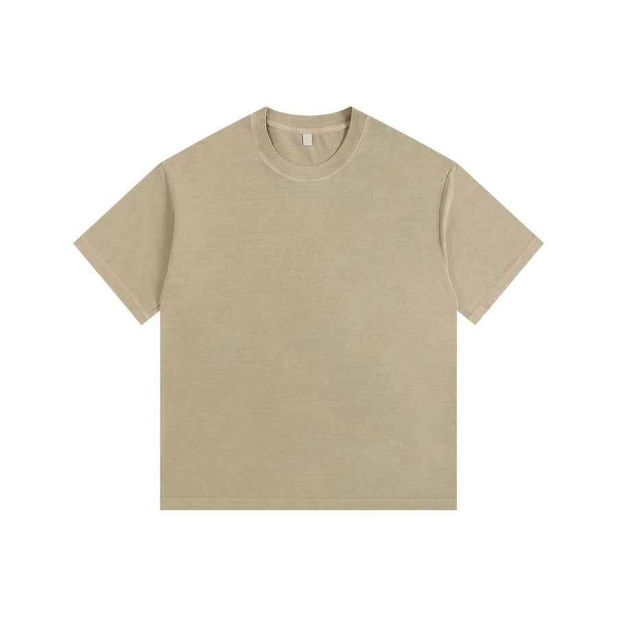 350GSM Pigment Dye Washed Tee - Khaki - Front View