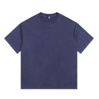 350GSM Vintage Washed Tee - Navy - Front View