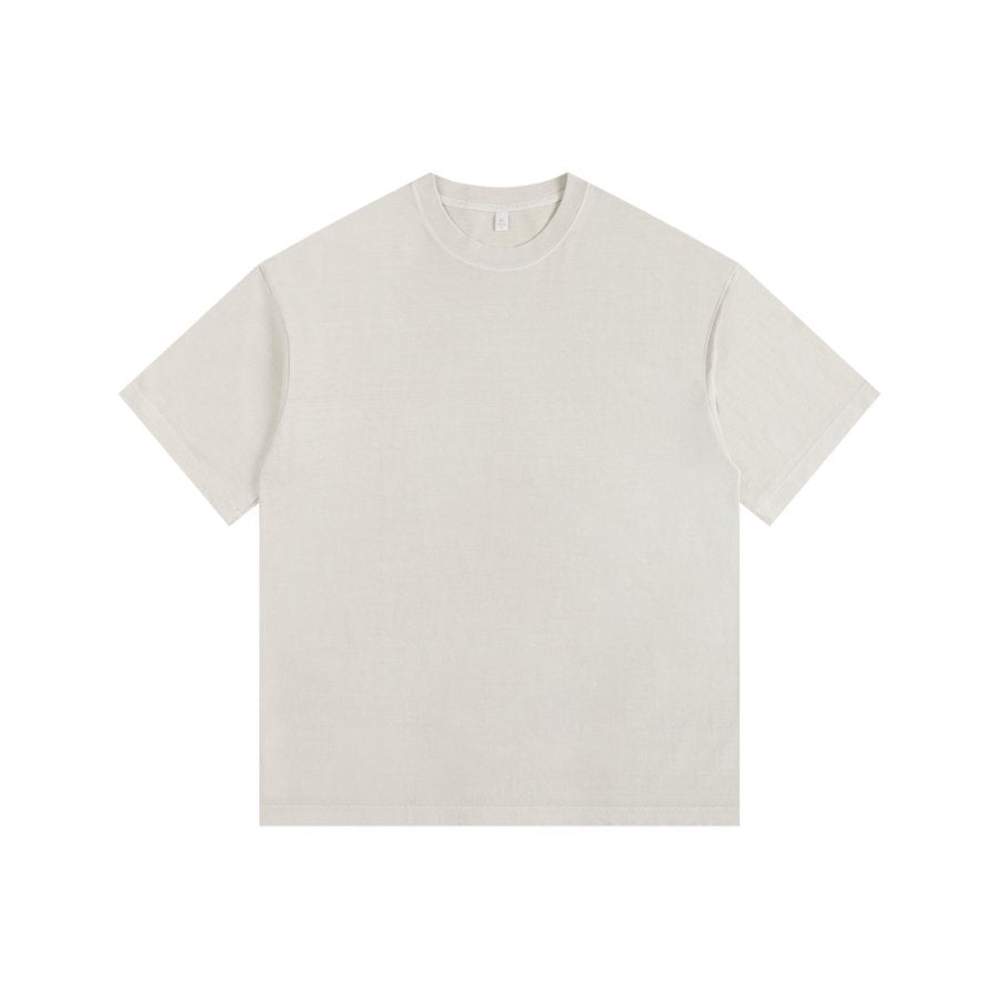 350GSM Pigment Dye Washed Tee - Almond - Front View