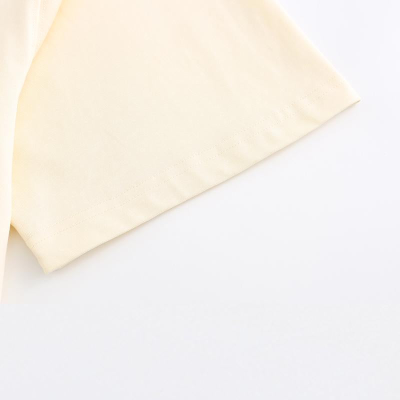 270GSM Solid Color Tee - Almond Fabric, Stitching and Construction - Detail View