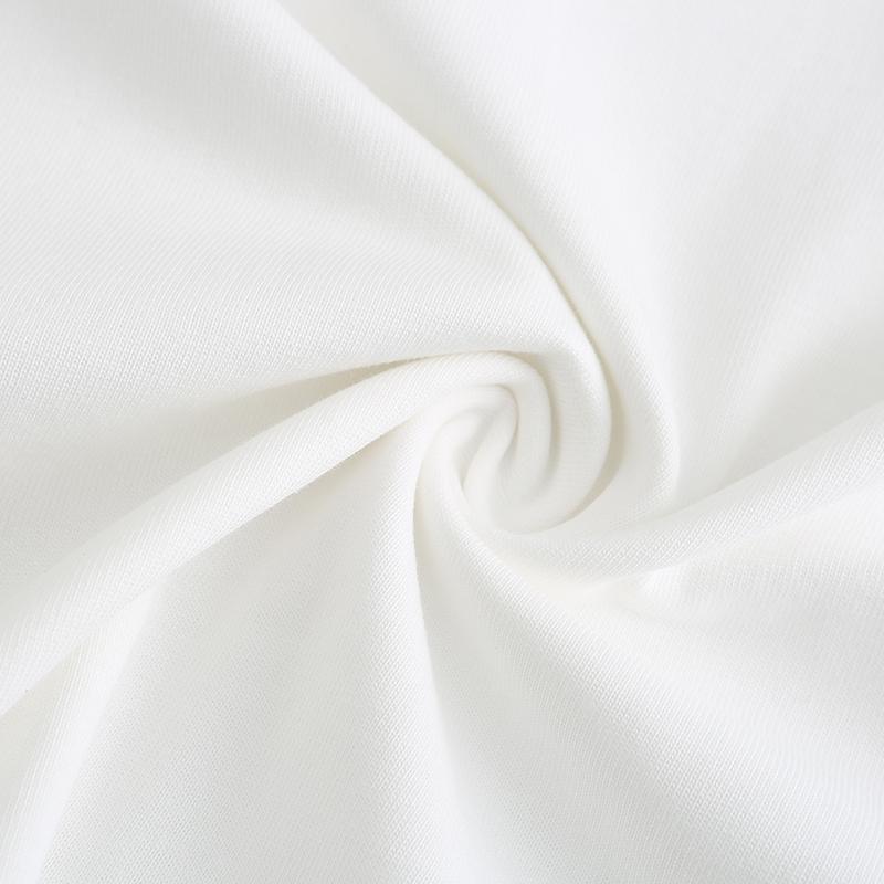 270GSM Solid Color Tee - White Fabric, Stitching and Construction - Detail View