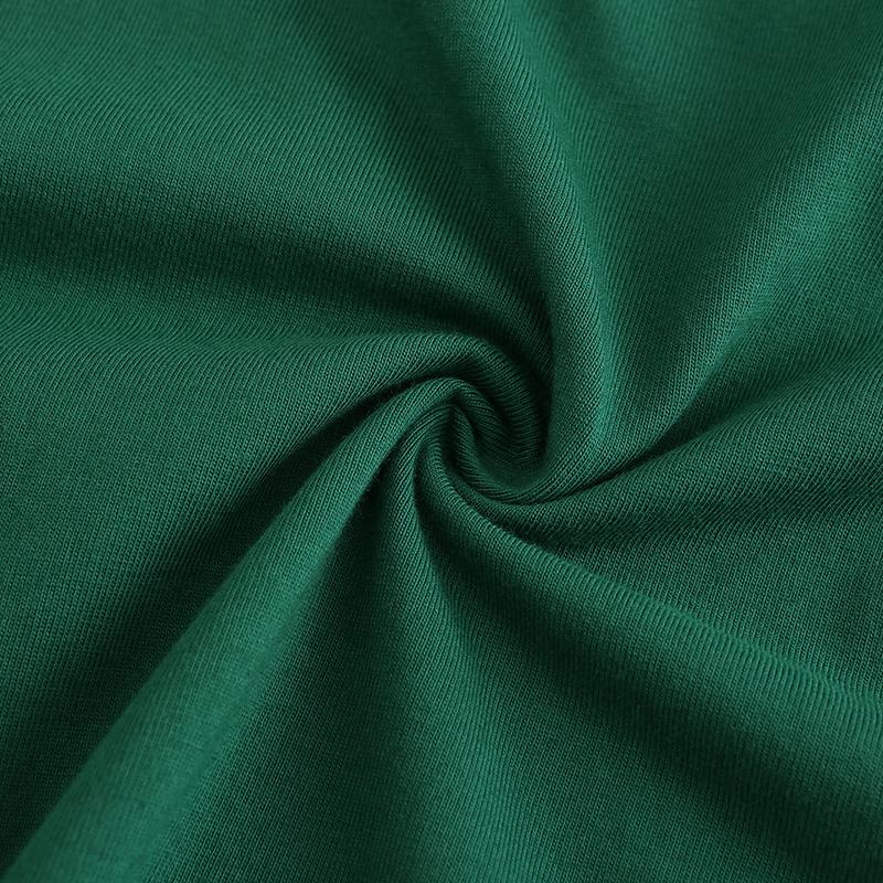 270GSM Solid Color Tee - Forest Green Fabric, Stitching and Construction - Detail View
