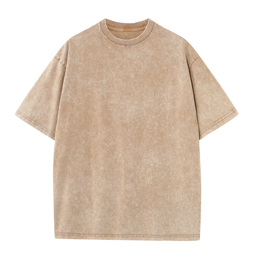 230GSM Vintage Snow Washed Tee - Brown - Front View