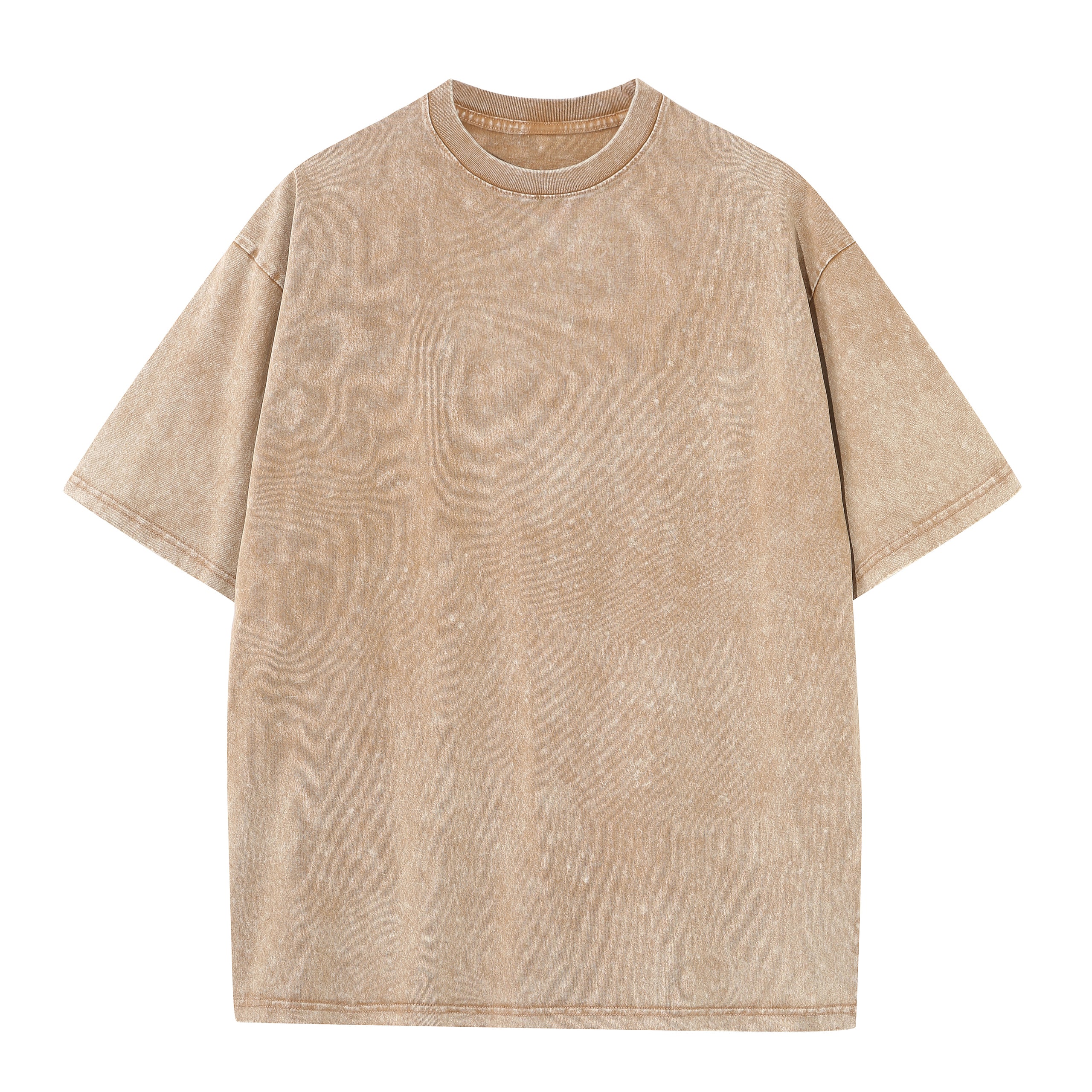 230GSM Vintage Snow Washed Tee - Brown - Front View