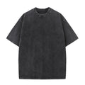 200GSM Vintage Snow Washed Tee - Black - Front View