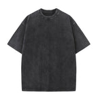 200GSM Vintage Snow Washed Tee - Black - Front View