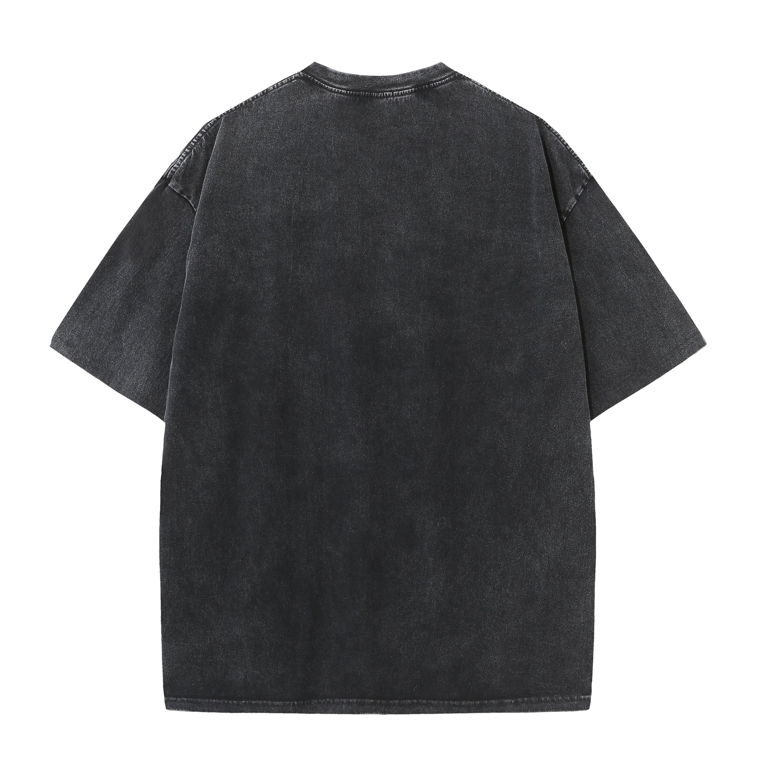 200GSM Vintage Snow Washed Tee - Black - Back View