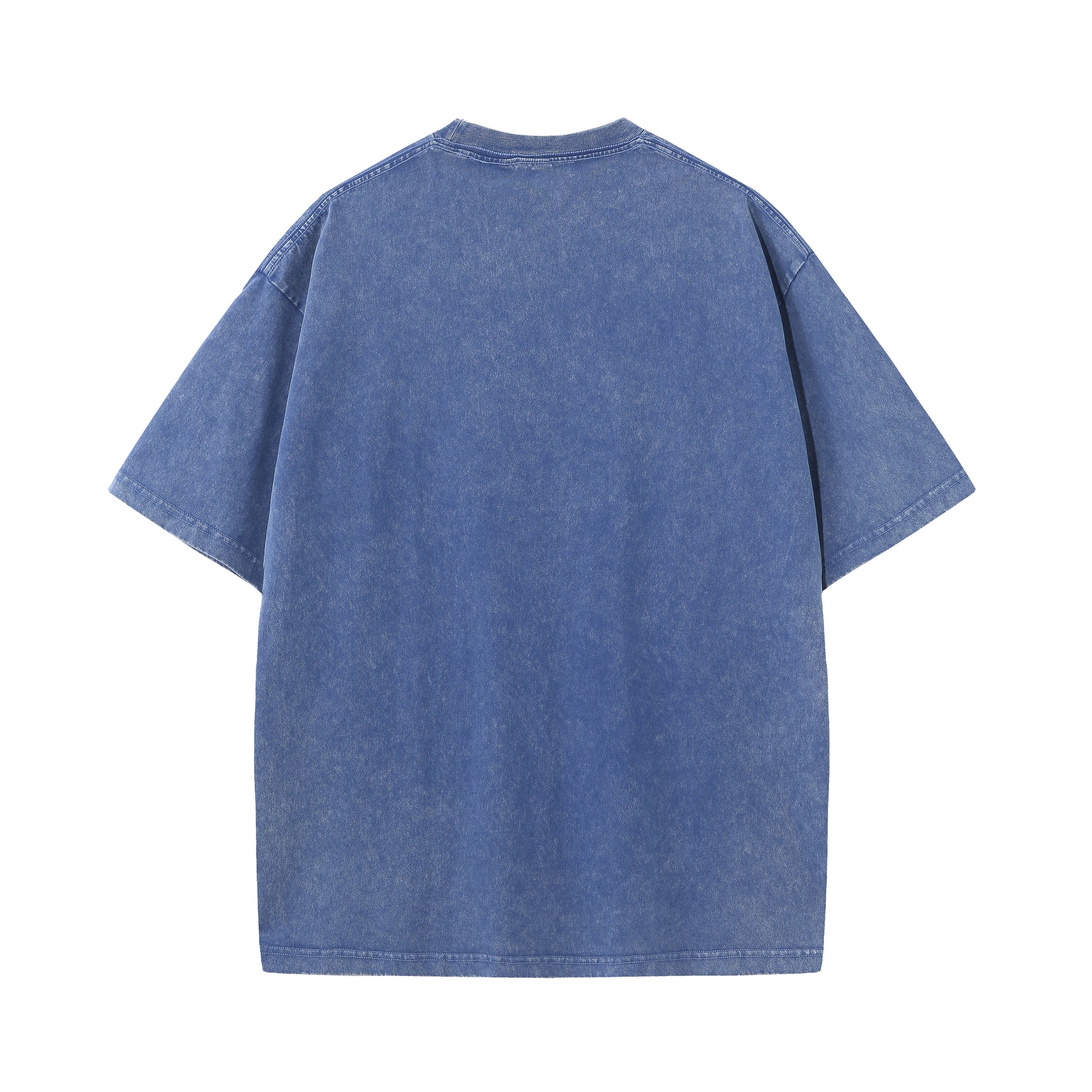 200GSM Vintage Snow Washed Tee - Steel Blue - Back View