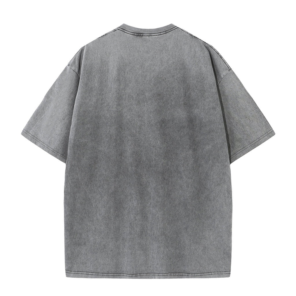 200GSM Vintage Snow Washed Tee - Gray - Back View
