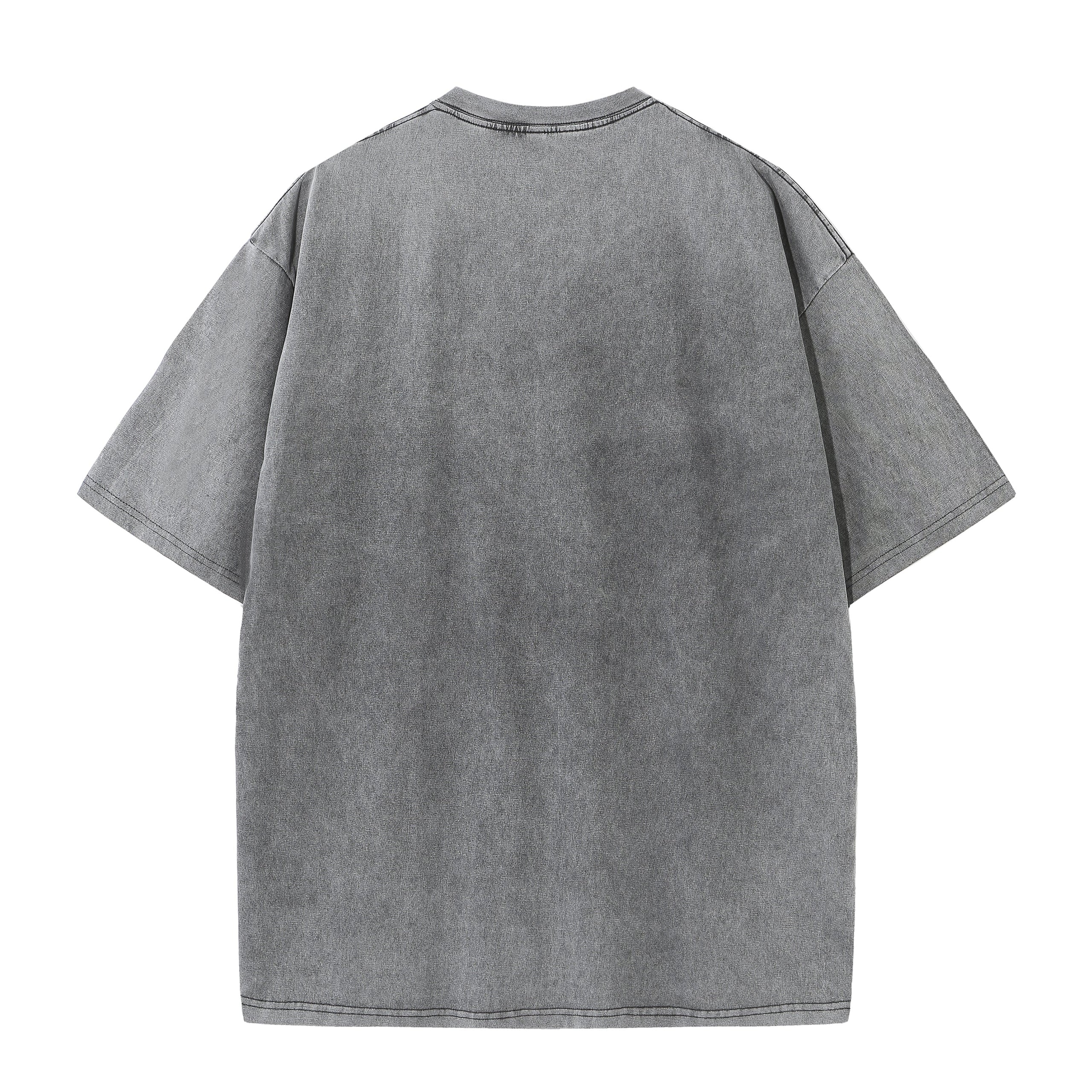 200GSM Vintage Snow Washed Tee - Gray - Back View