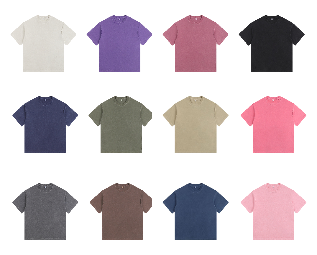 260GSM Pigment Dye Washed Tee - Available Color Options