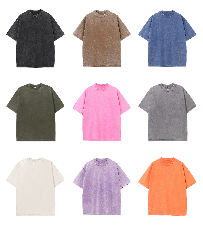 270GSM Vintage Snow Washed Tee - Available Color Options