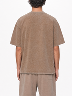 200GSM Vintage Snow Washed Tee - Brown - Model View